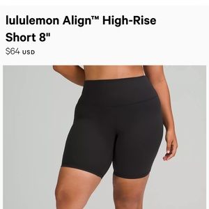 lululemon Align™ High-Rise Short 8", black, NWOT